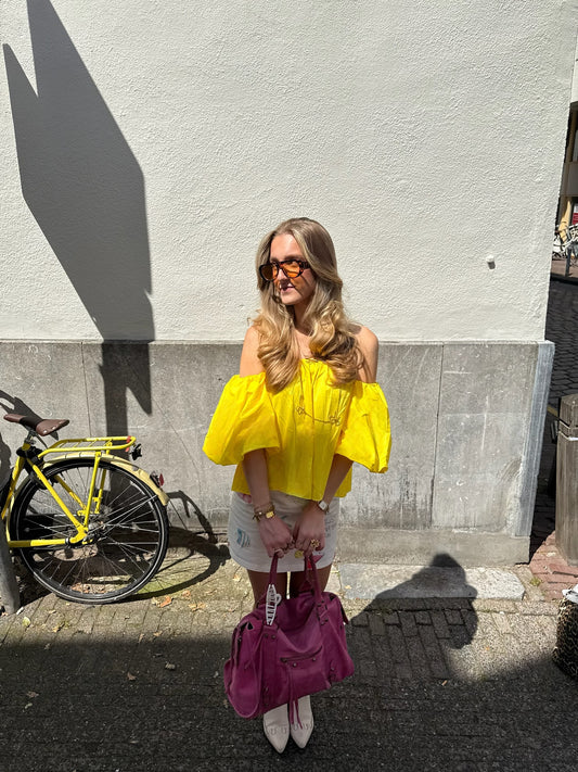 Off Shoulder Top Geel