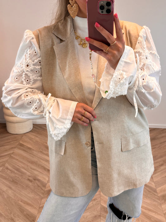 Livia Fé Blazer Linnen Beige Strik