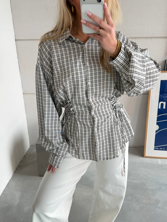 Anna Tapered Blouse Zwart/Wit