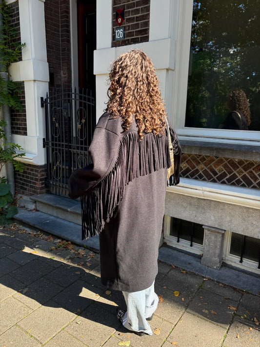 Ruffle Trenchcoat Zwart PRE ORDER 03/10