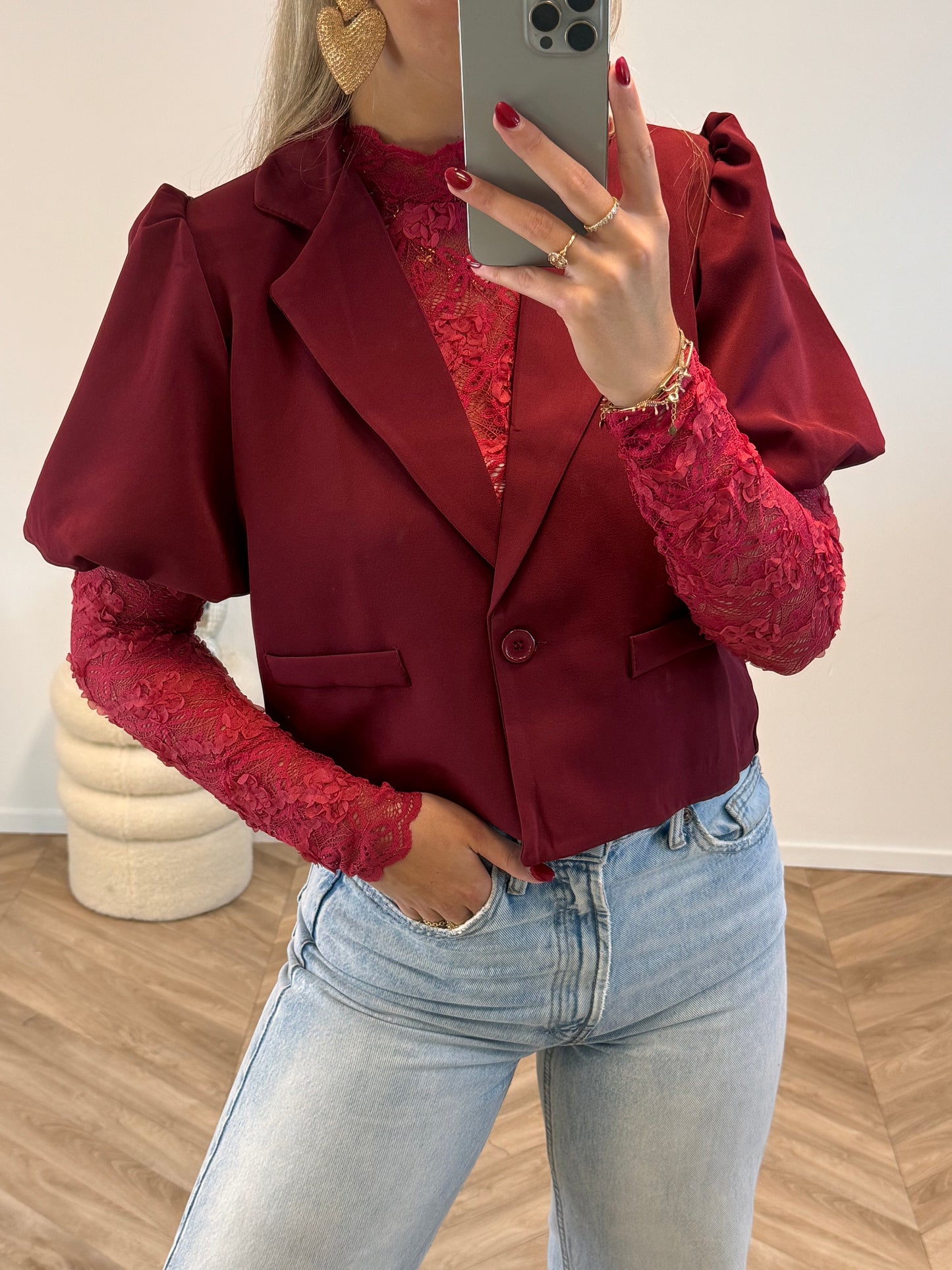 Floor Puff Blazer Bordeaux Rood