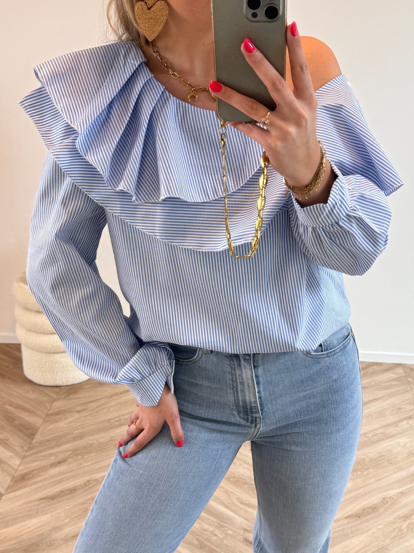 Lynn Blouse Gestreept Blauw