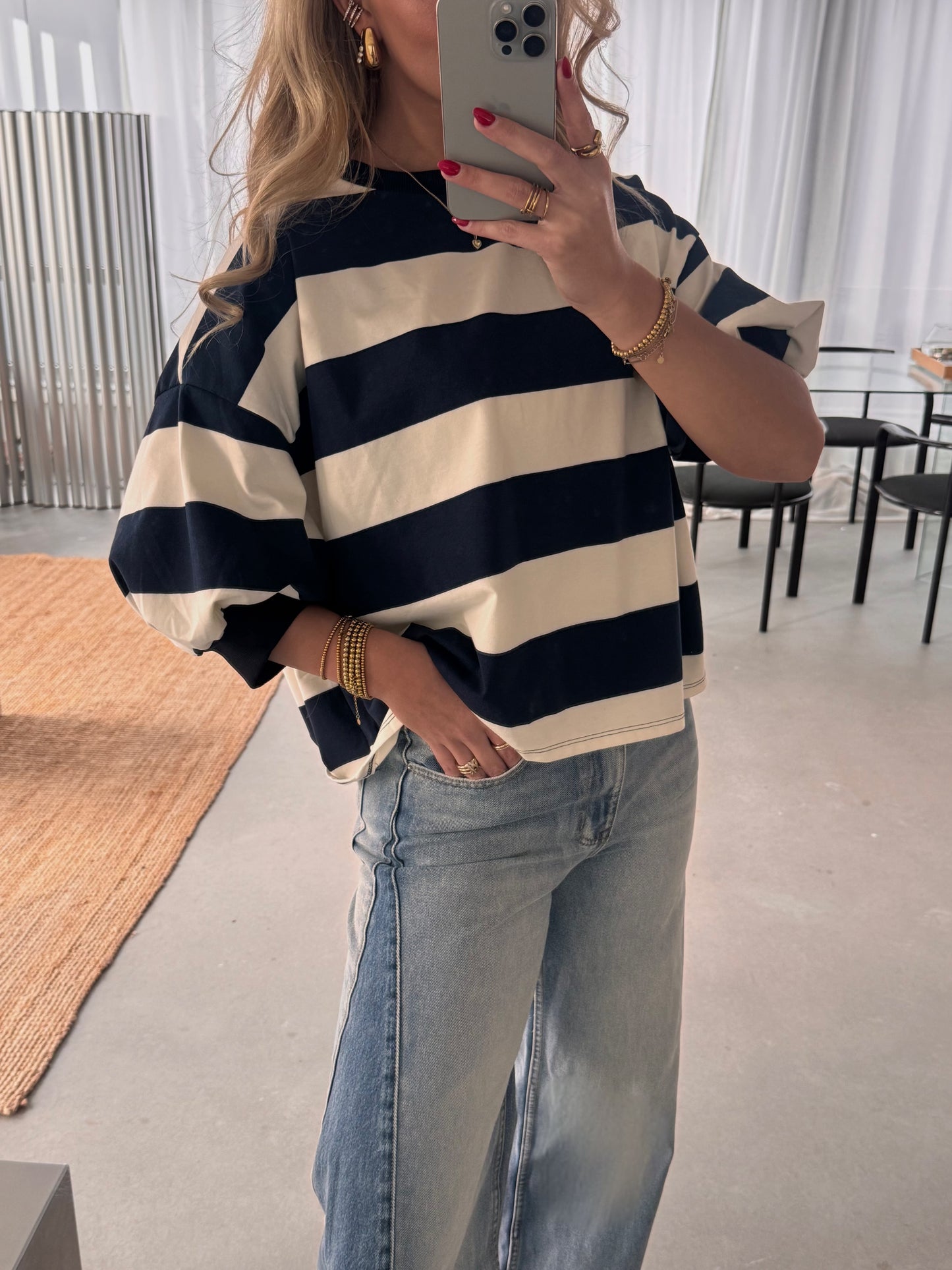 Puck Striped Tee Blauw PRE ORDER