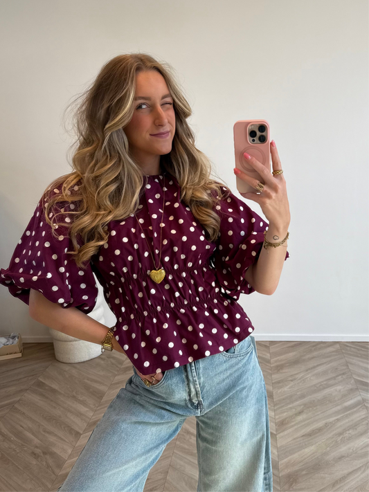 Peplum Roos Top Magenta