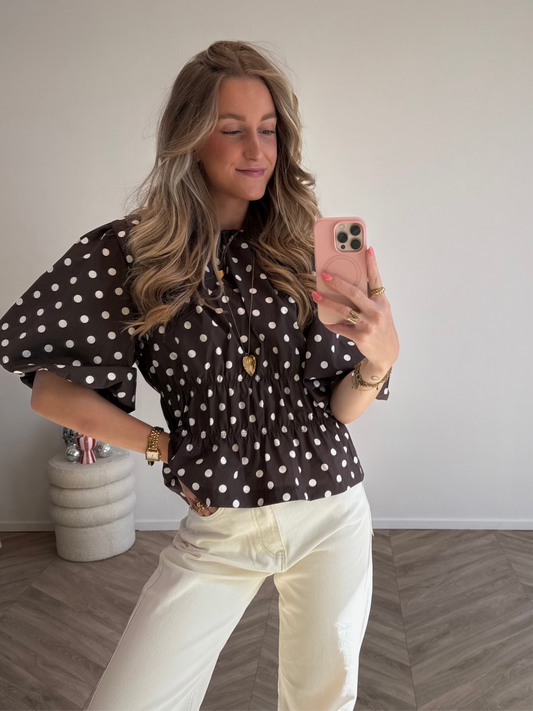 Peplum Roos Top Bruin PRE ORDER