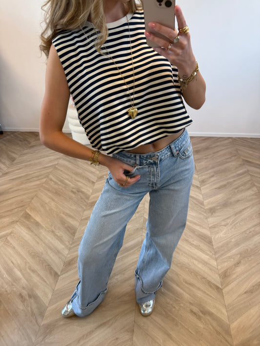 Noa Wide Leg Overslag Jeans