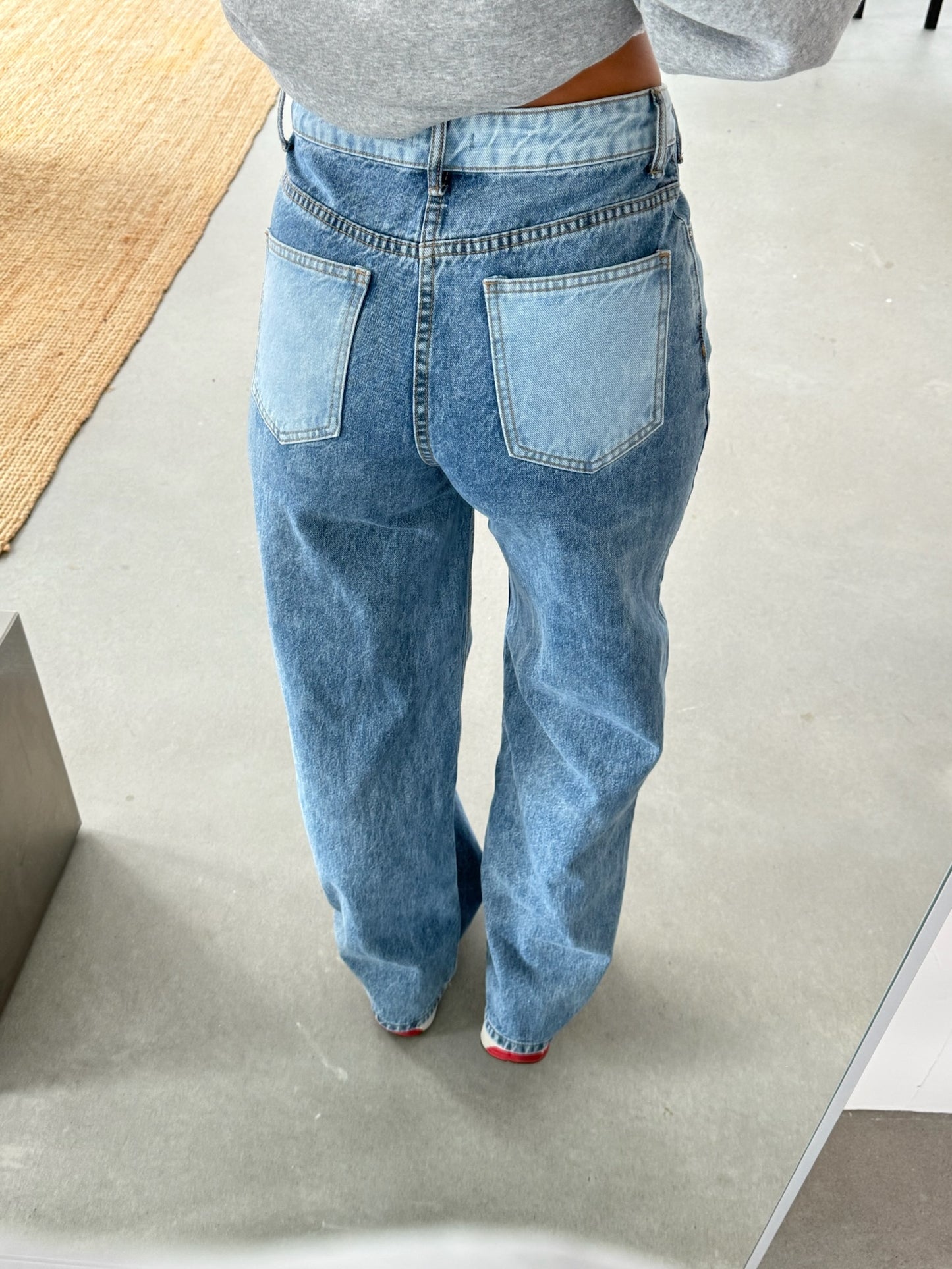 Maeve Crossed Waist Wide Leg Jeans Mid Blue