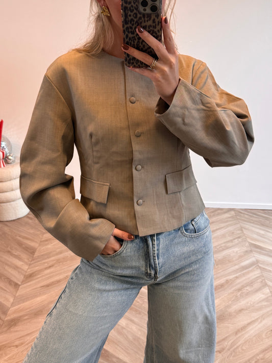 Mila Blazer Top Taupe PRE ORDER