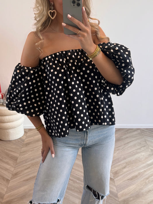 Sara Off Shoulder Top Zwart PRE ORDER
