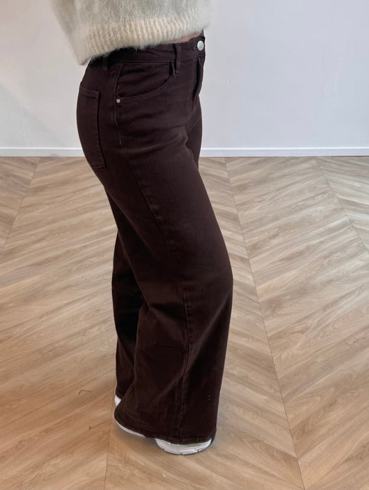 Philou Wide Leg Jeans Bruin