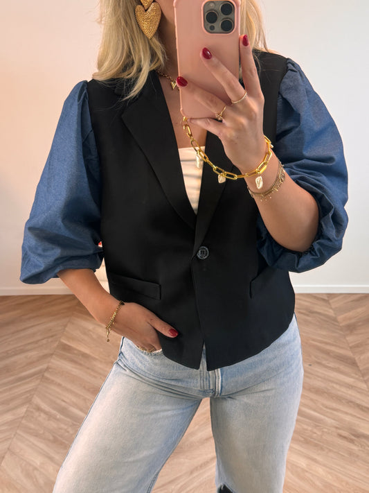 Floor Puff Blazer Denim