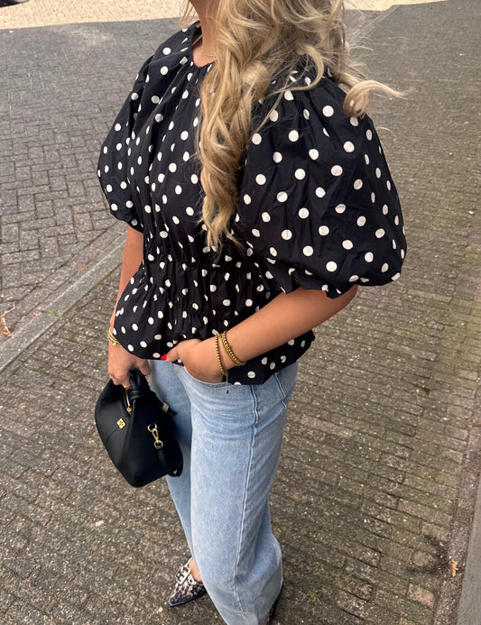 Peplum Roos Top Zwart