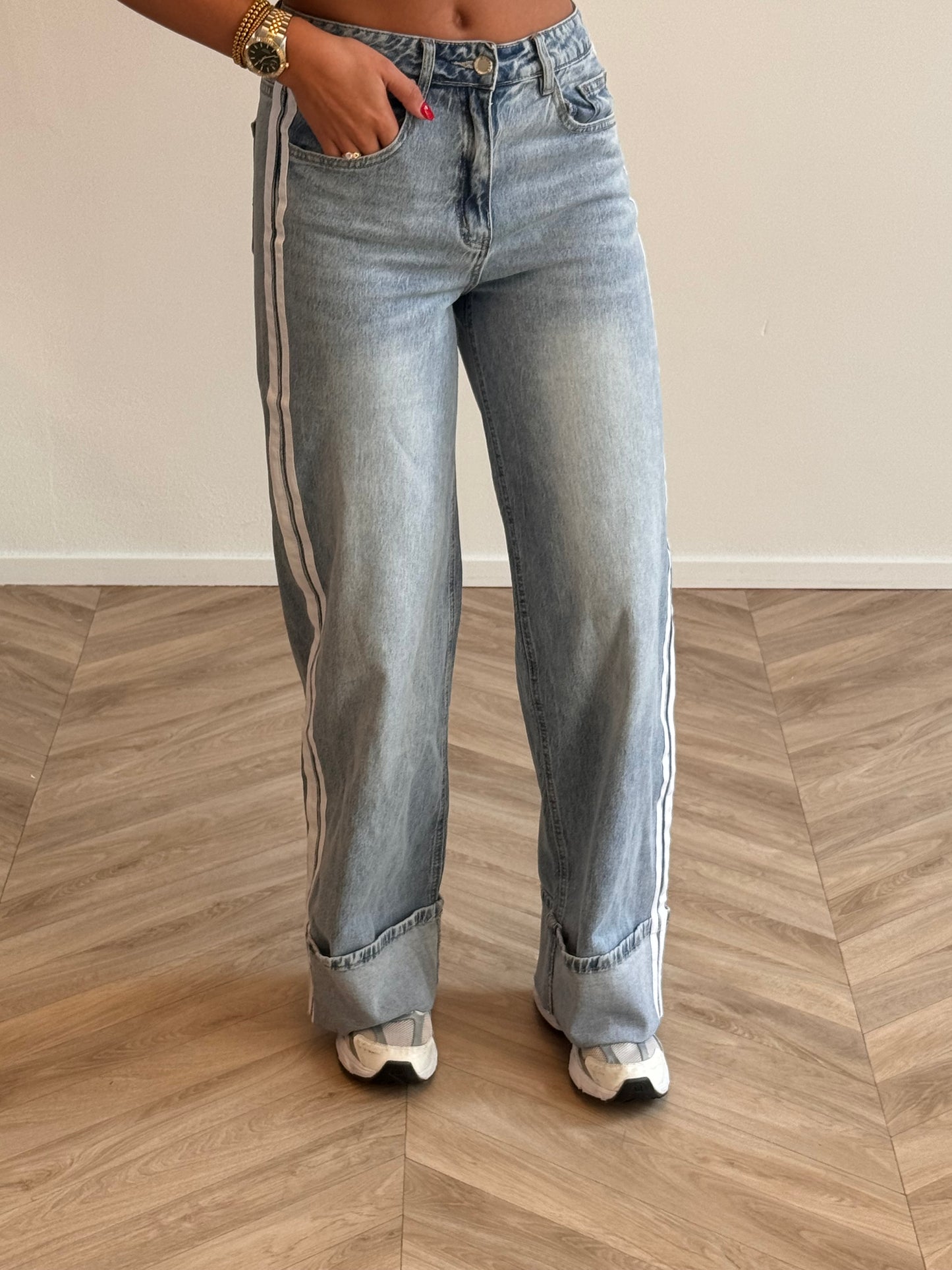 Tess Overslag Striped Jeans