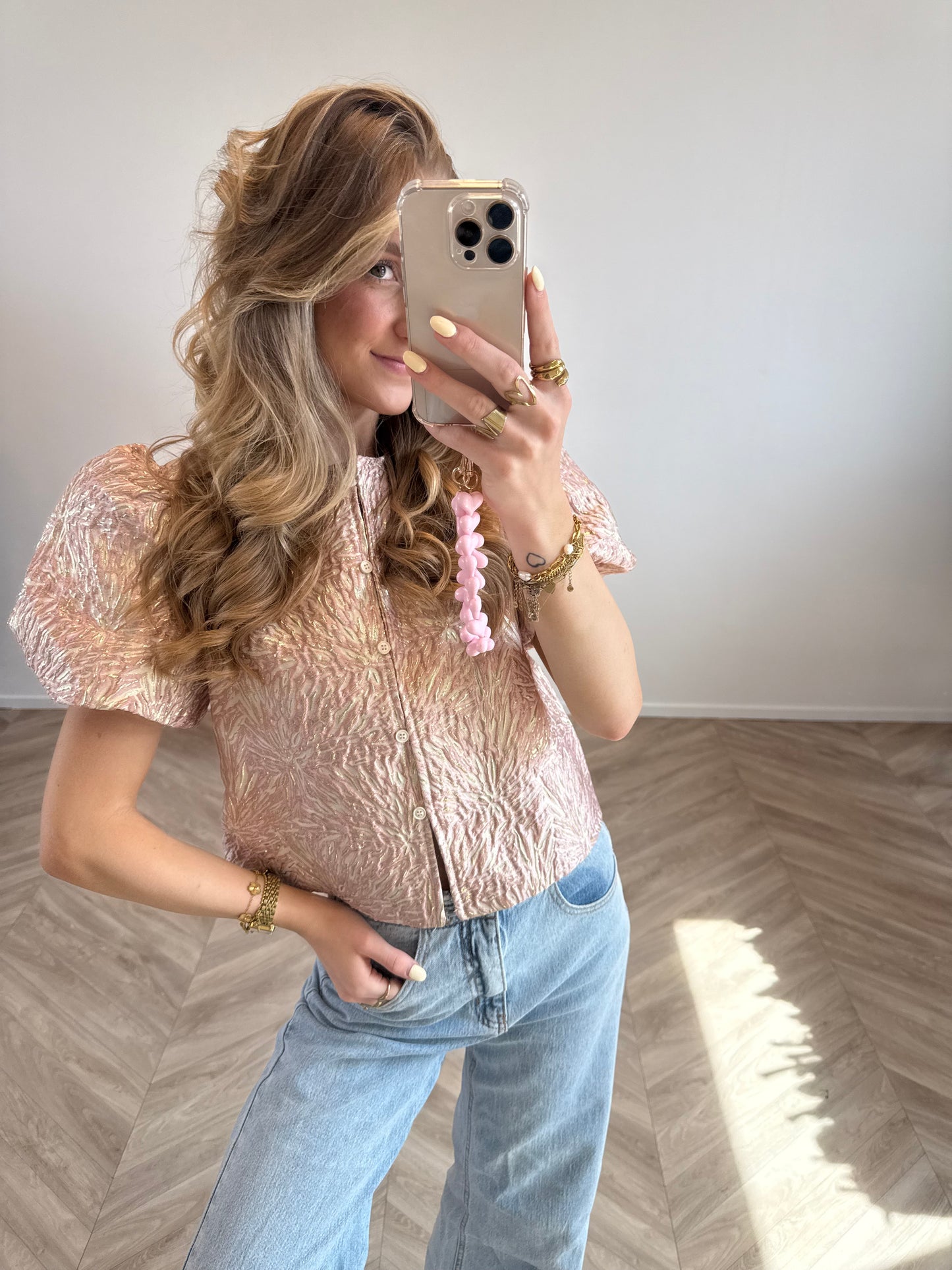 Jacquard Top Roze