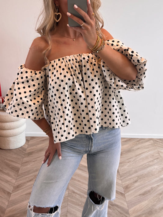 Sara Off Shoulder Top Creme PRE ORDER