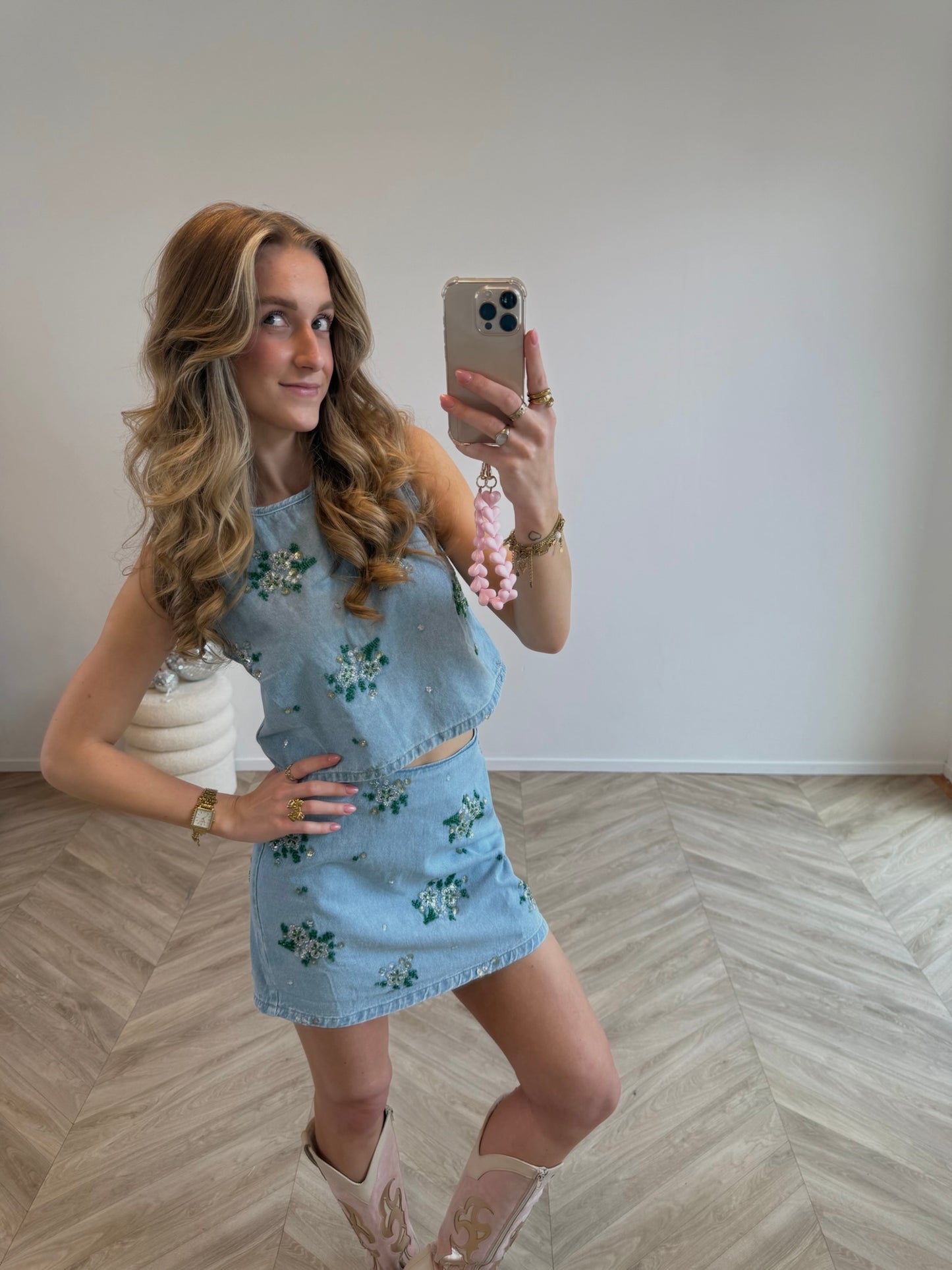 Fleur Denim Glitter Top PRE ORDER