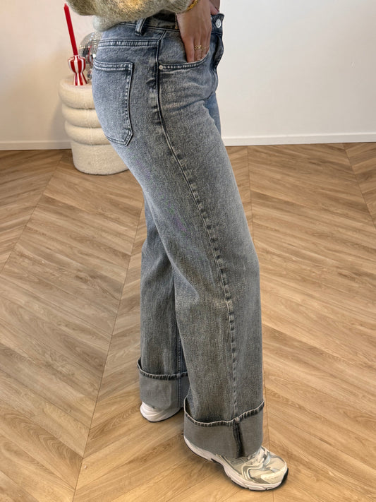 Liva Wide Leg Jeans Grijs