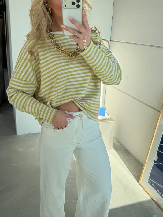 Isa Striped Tee Groen