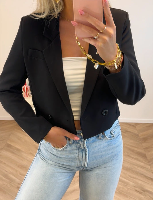 Rosa Cropped Blazer Zwart