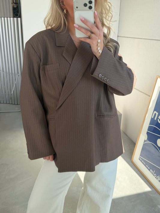 Jasmijn Blazer Gestreept Lichtbruin
