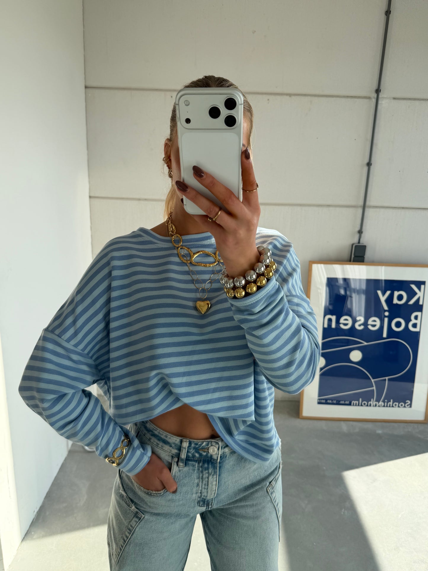 Isa Striped Tee Blauw
