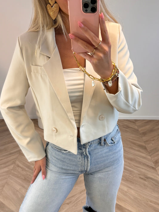 Rosa Cropped Blazer Crème