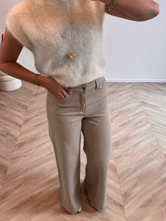 Sofie Wide Leg Jeans Beige