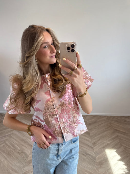 Jacquard Top Roze/Goud