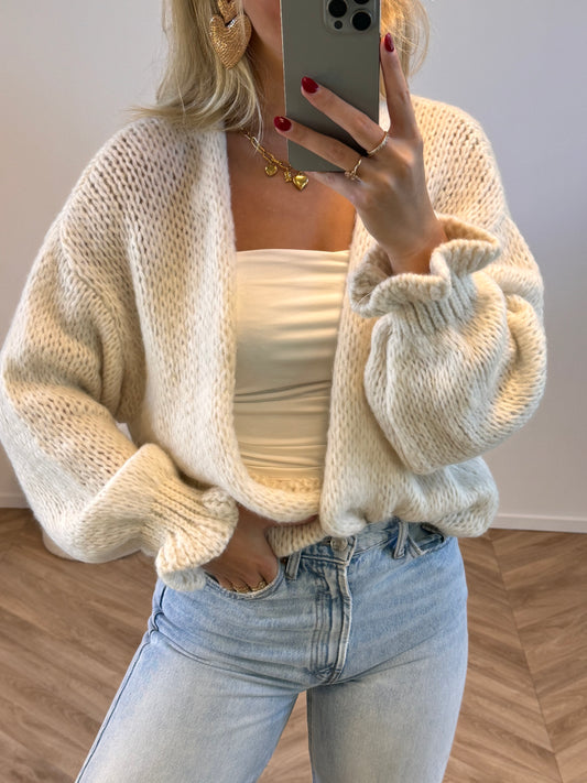 Mara Cardigan Ruffle Off White