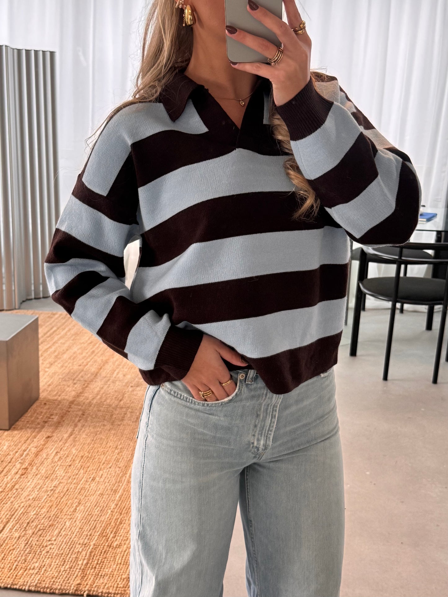 Elisa Polo Knit Bruin/Blauw