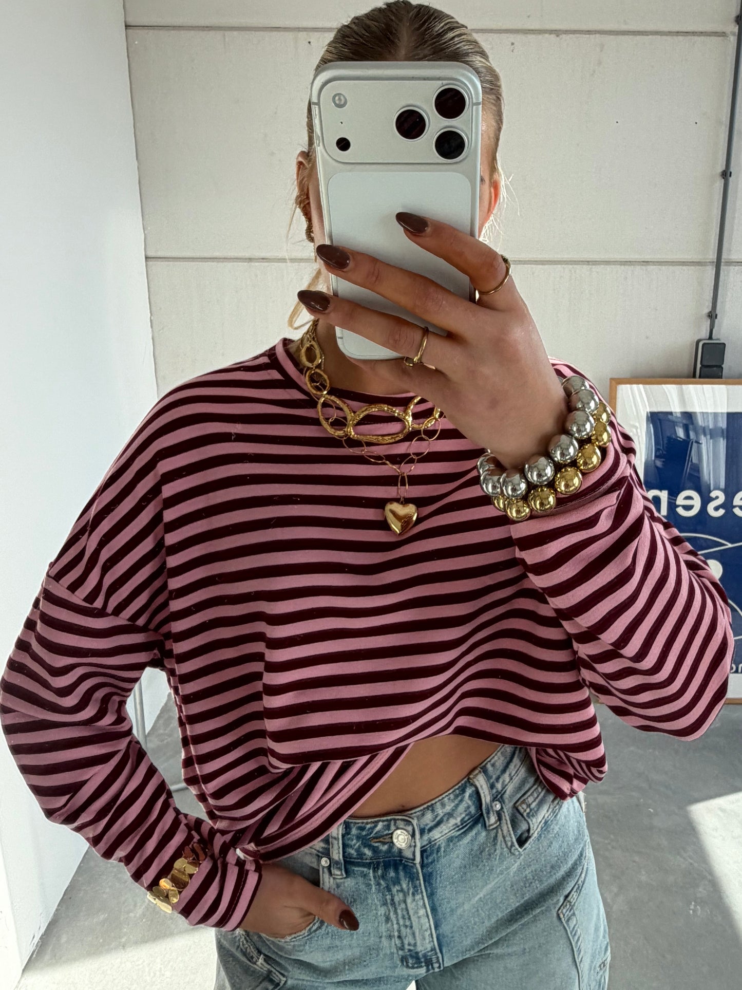 Isa Striped Tee Roze PRE ORDER