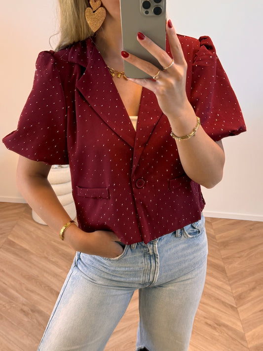 Floor Puff Blazer Bordeaux Rood (steentjes)