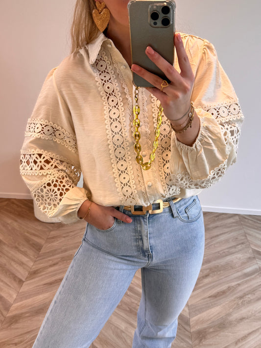 Broderie Blouse Beige